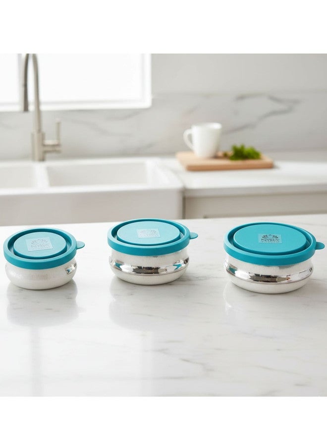 Nyra Kitchenware Set Of 3 Air Tight Stainless Steel Leak-Proof Storage Containers - Image 1